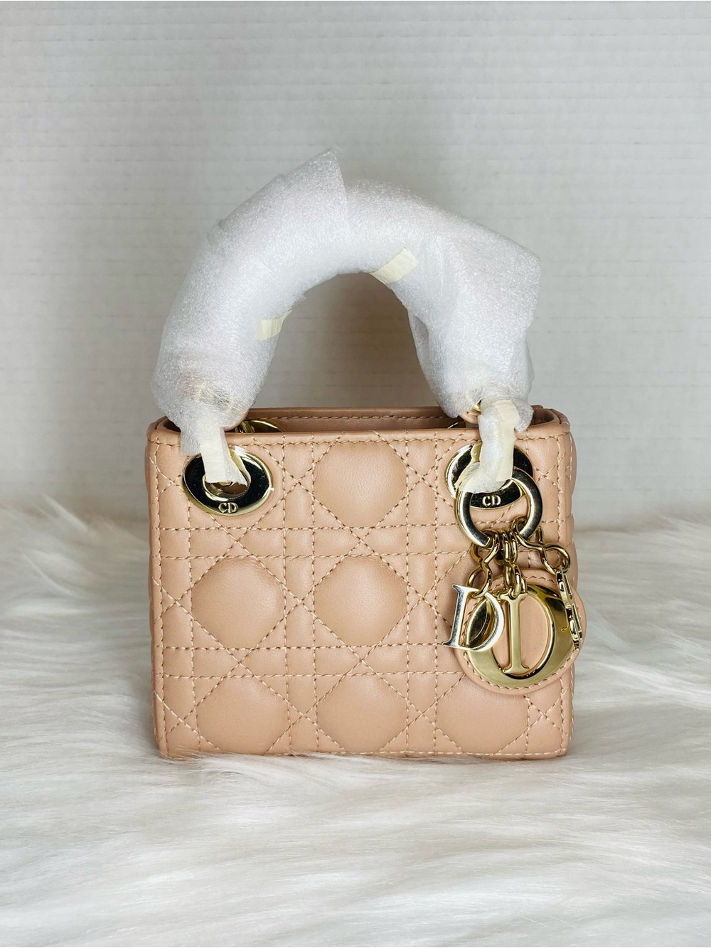 Lady Dior super mini Pink Cannage Quilted Mini Lady Bag with Gold Hardware